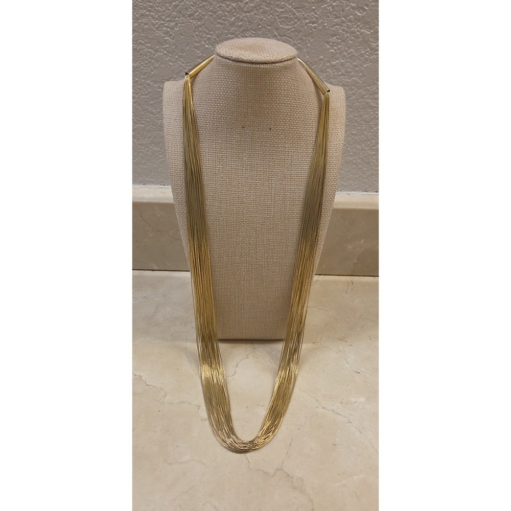 Vtg Liquid Silver Navajo Heishi‎ 30 Strand Sterling Silver Vermeil Necklace 30" - Picture 2 of 8
